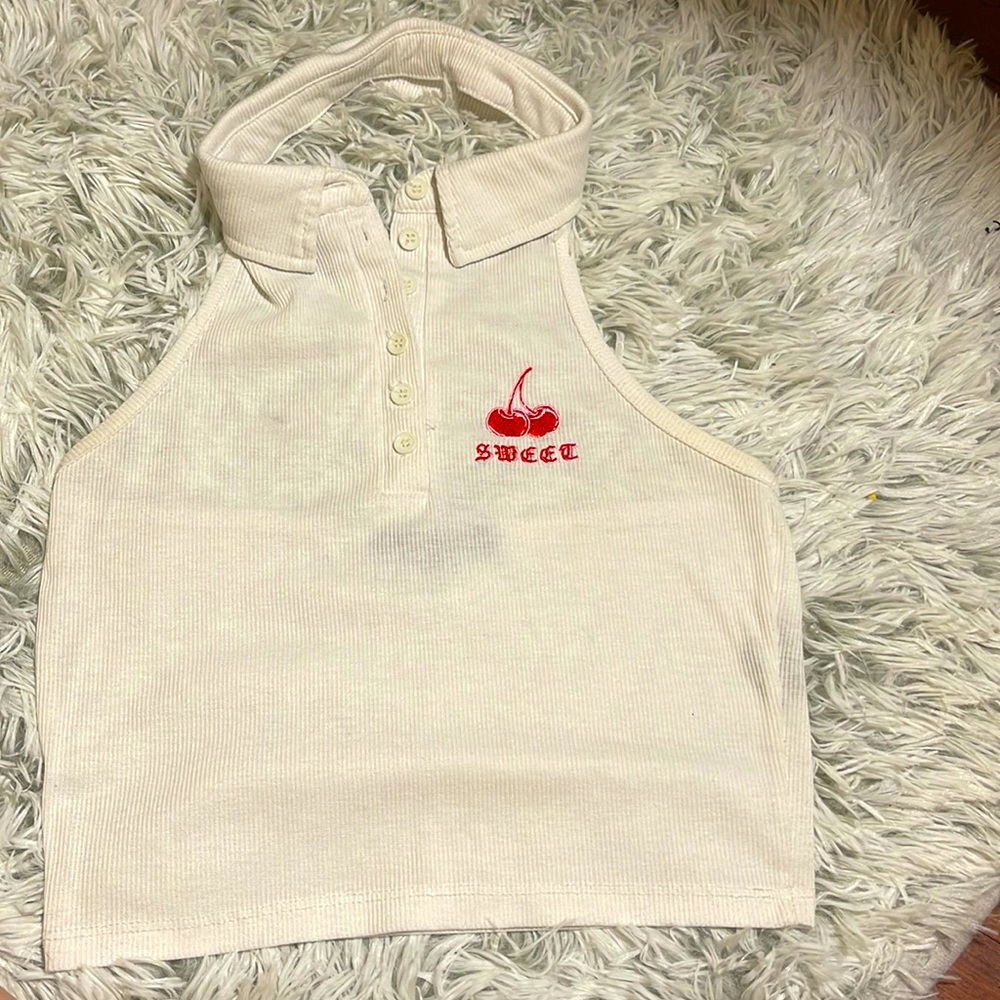 cute halter top with cherrys (a little see through)